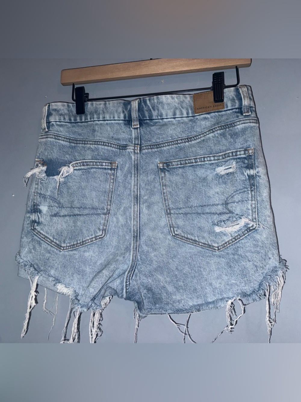American Eagle Distressed Denim Shorts Size 8 | High Rise Cutoff Jean Shorts
